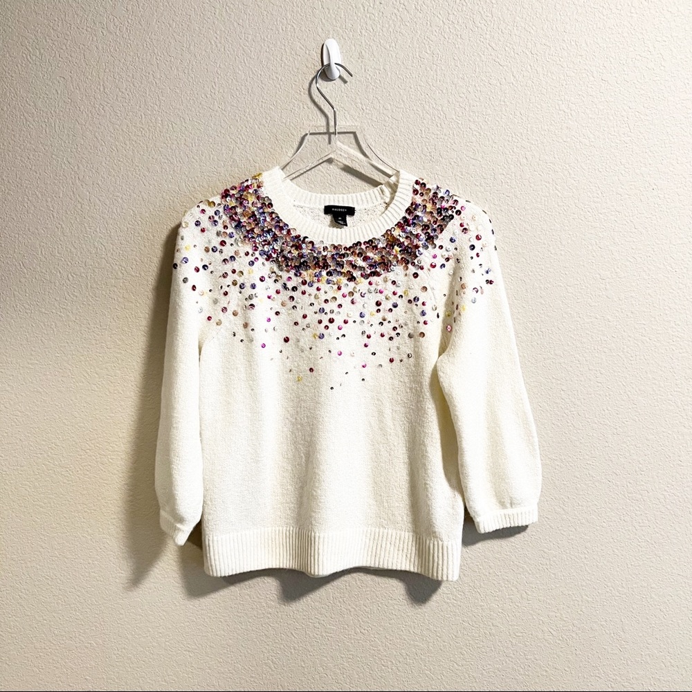 Halogen Multicolor Sequin Crew Neck Sweater - image 4